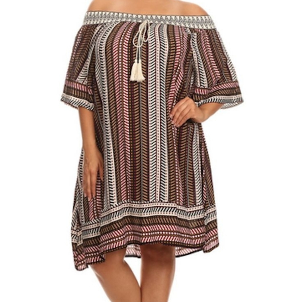 C.O.C. Off The Shoulder Vertical Stripes Dress Size 3XL